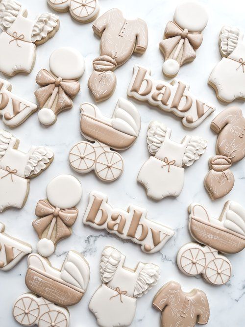 Whimsical Baby-Themed Cookies in Soft Pastels for Celebrations