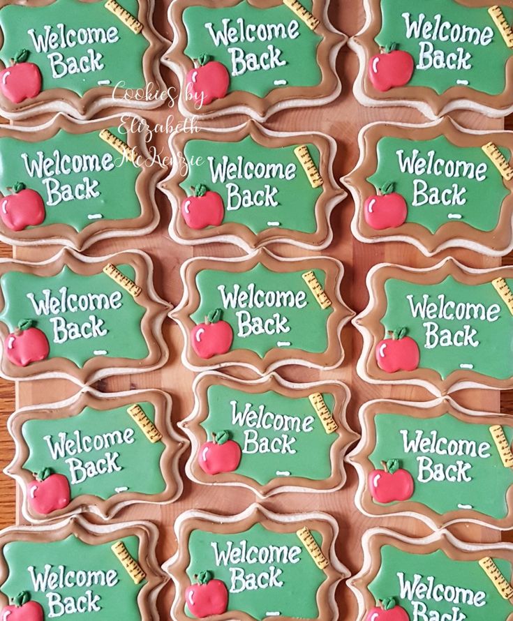 Whimsical Chalkboard Cookies Celebrate Back-to-School with Colorful Apple and Ruler Designs.