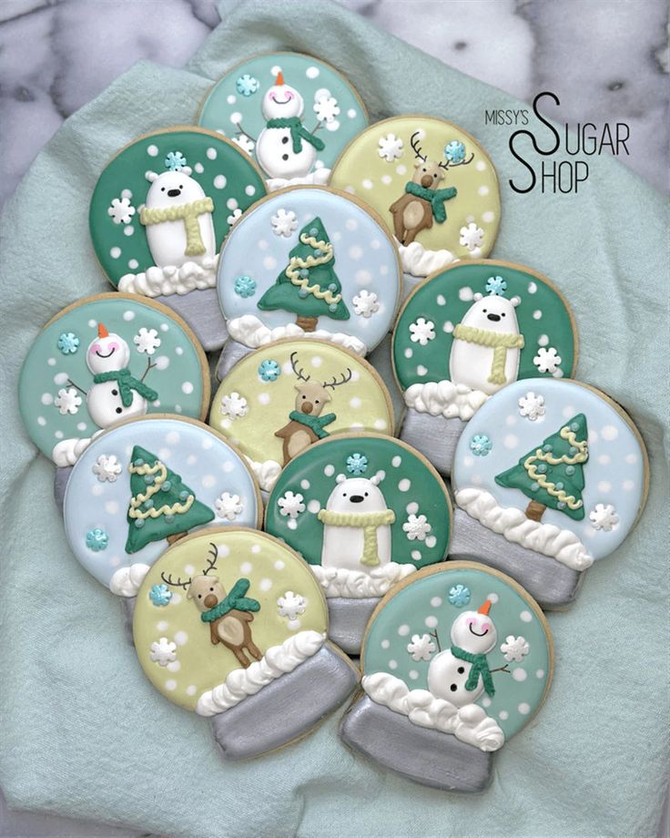 Cheerful Holiday Cookies with Whimsical Winter Designs in Pastel Colors