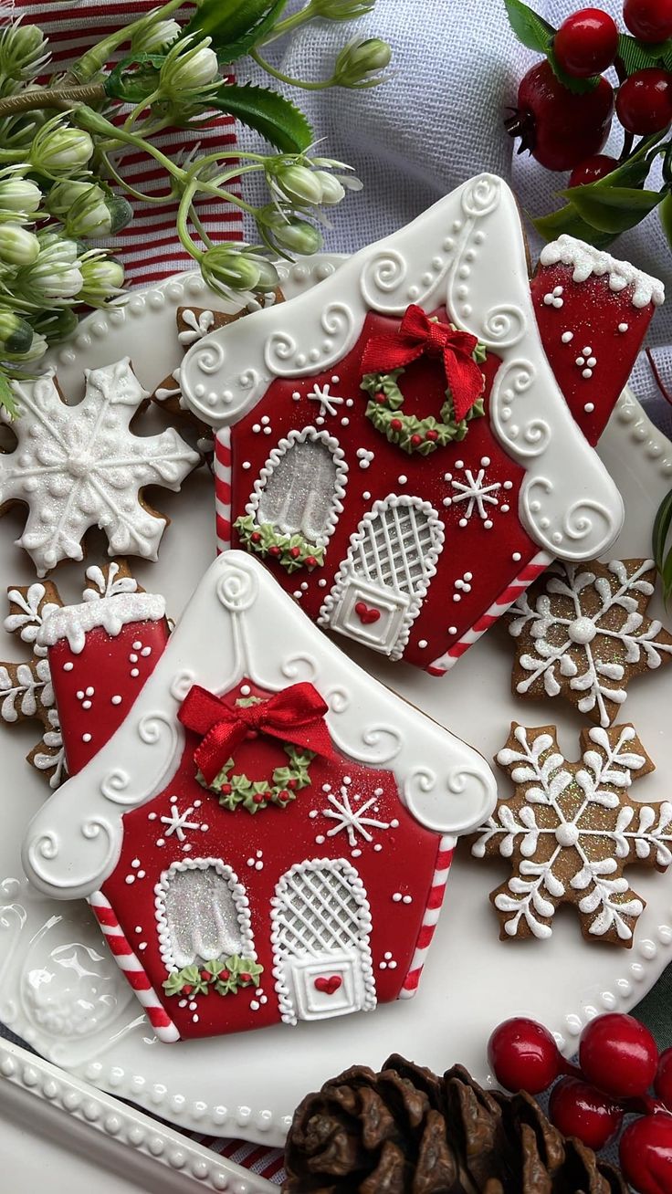 Whimsical Gingerbread Houses with Vibrant Icing Create a Festive Holiday Centerpiece.