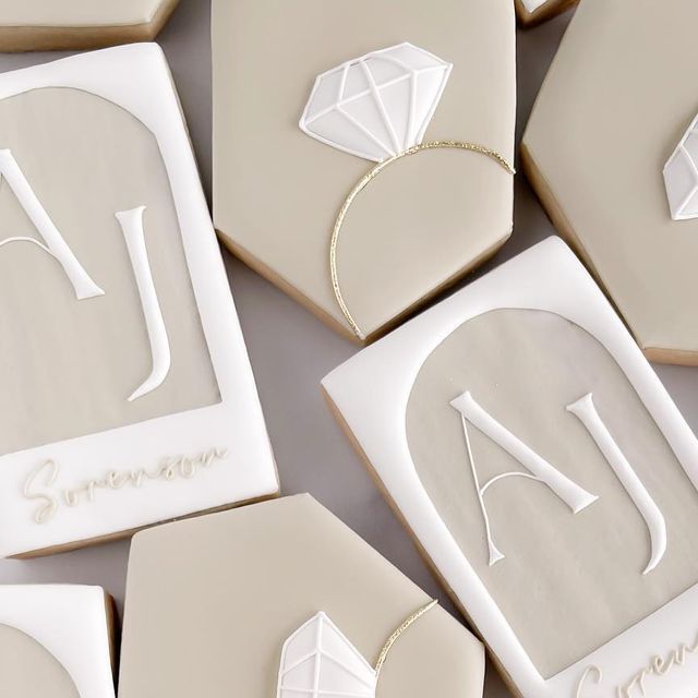 Elegant Beige and White Cookie Designs for Sophisticated Celebrations.