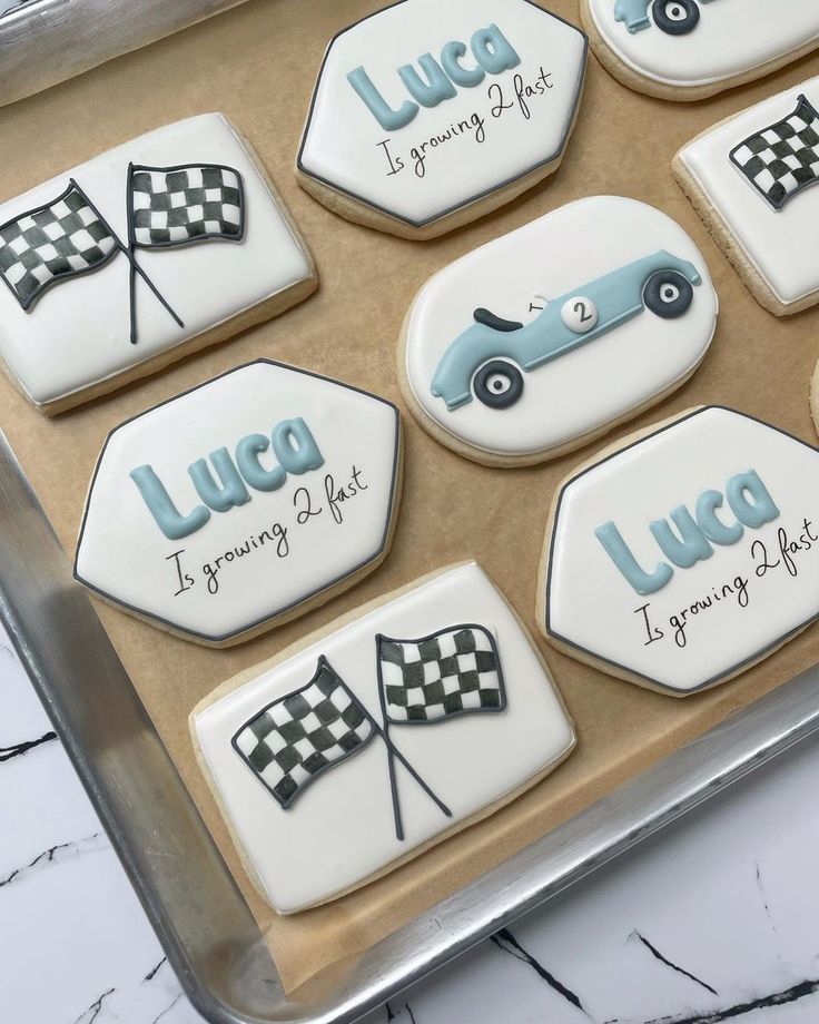 Playful Vintage Car-Themed Cookie Decorations for Birthday Celebrations.