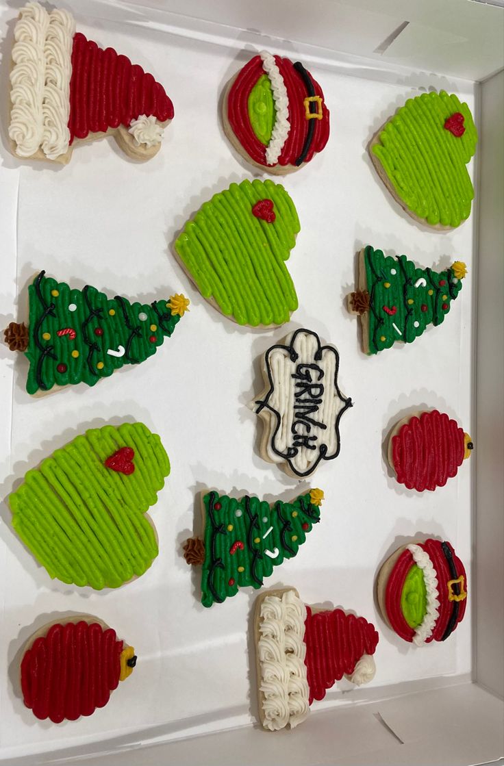 Festive Holiday Cookies with Intricate Designs and Colors