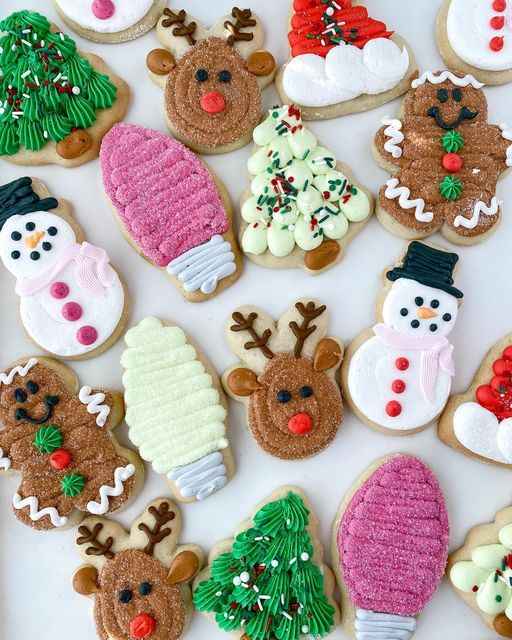 Festive Colorful Cookies: Cheerful Holiday Treats with Playful Designs