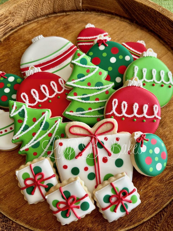 Vibrant Holiday-Themed Festive Cookies with Intricate Patterns and Cheerful Details.