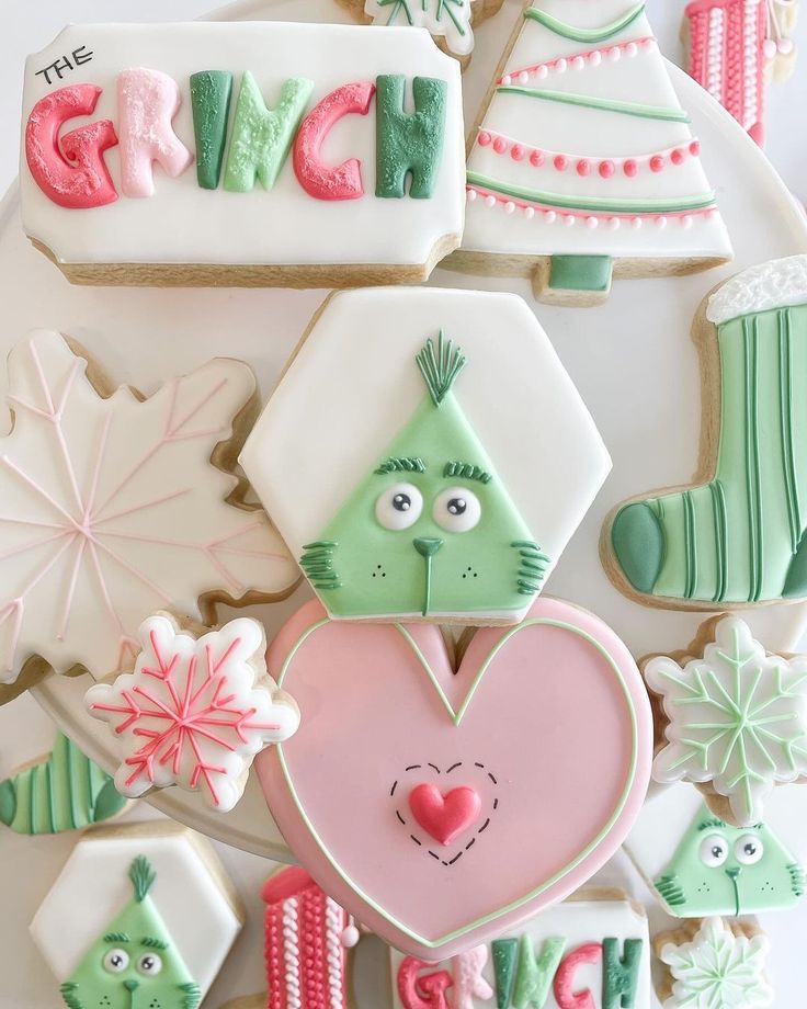 Whimsical Grinch-Themed Holiday Cookies Add Festive Cheer to Dessert Tables.