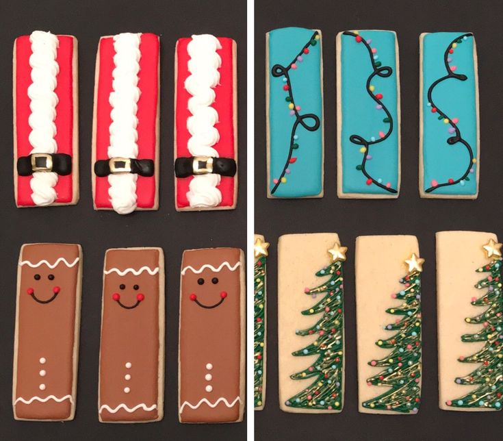 Creative Holiday-Themed Festive Cookie Designs Celebrate Joy with Santa, Gingerbread Men, and Colorful Decorations.