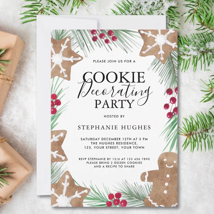 Cheerful Holiday Invitation Design for a Cozy Cookie-Decorating Event.