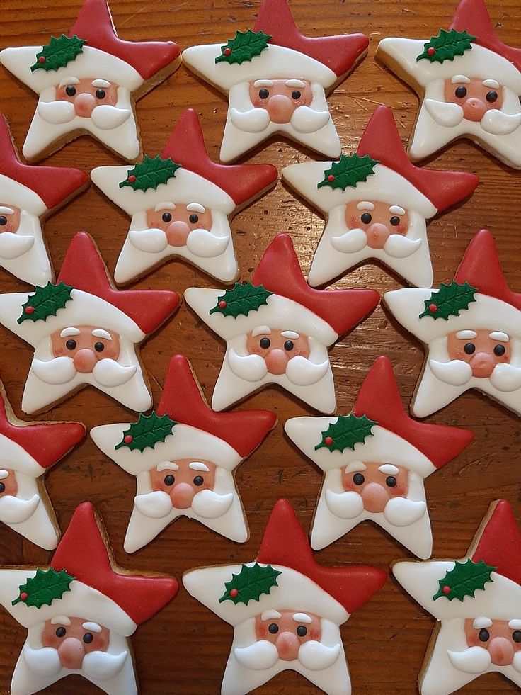 Cheerful Santa Face Star Cookies: Festive Treats for Holiday Baking Fun.