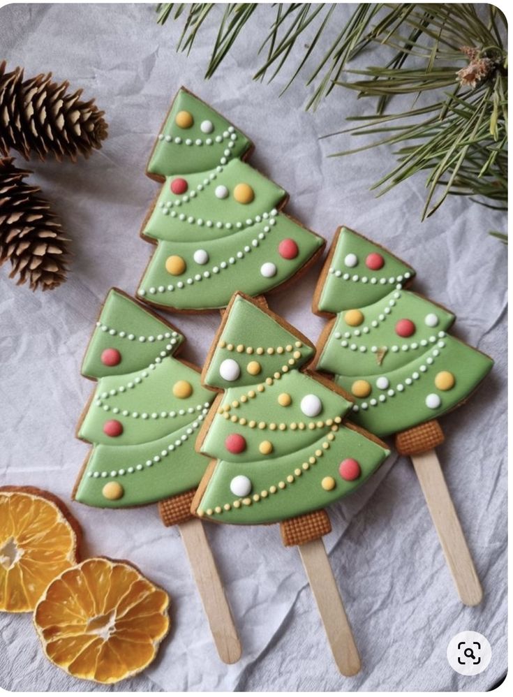 Vibrantly Adorned Holiday Cookie Trees with Rustic Accents.