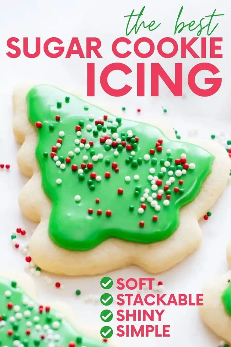 Festive Christmas Tree Sugar Cookies with Colorful Sprinkles and Shiny Green Icing