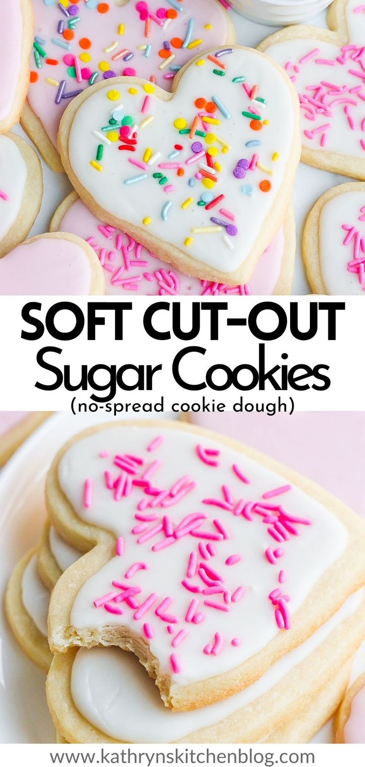 Festive Heart-Shaped Sugar Cookies Adorned with Icing and Sprinkles