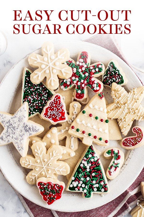 Festively Iced Sugar Cookies on a Decorative Plate.