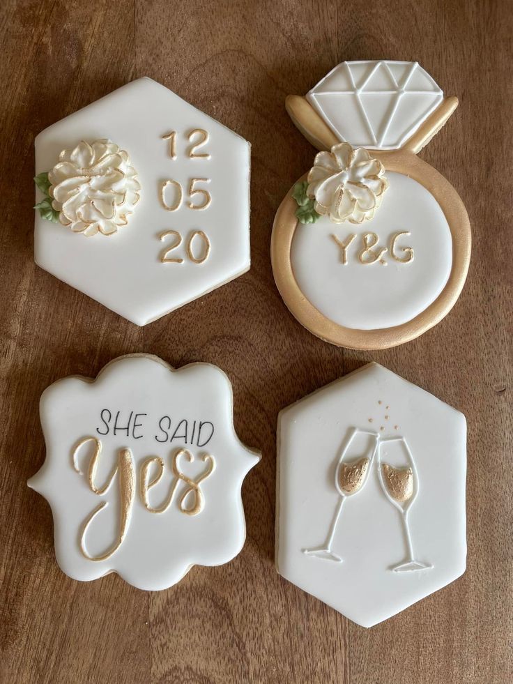 Bridal-Themed Elegant Cookie Designs with Floral and Champagne Accents for Celebrations.