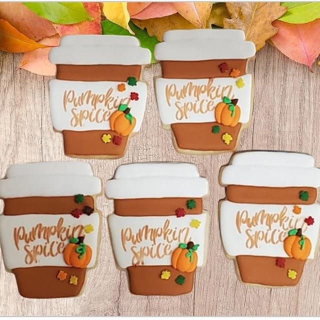 Fall Coffee Cup Cookies Decorated