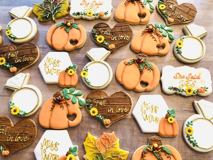 Autumn-Inspired Cookies with Pumpkin and Leaf Designs for Cozy Fall Celebrations.