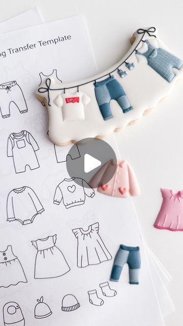 Whimsical Cookie Design: Pastel Clothesline Adorned with Fashion-Inspired Treats