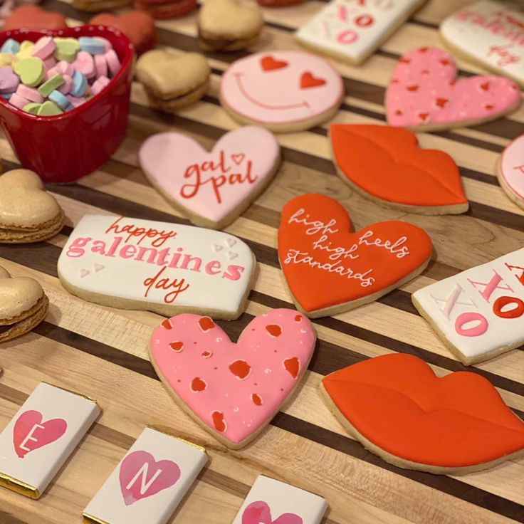 Playful Heart and Lip-Shaped Cookies Create a Festive Celebration with Vibrant Colors.