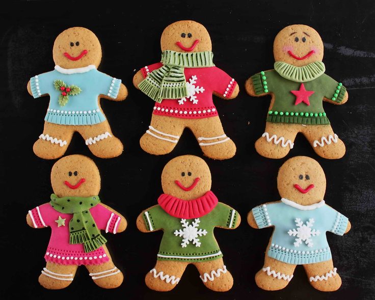 Colorful Festive Gingerbread Cookies with Cheerful Designs and Holiday Decor