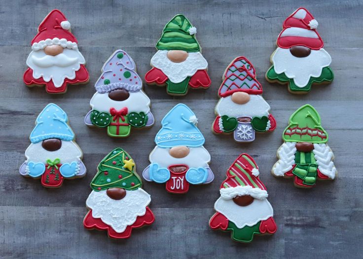 Delightful Holiday Gnome Cookies in a Playful Grid Arrangement