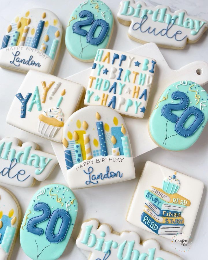 Festively Decorated Colorful Cookies for a Birthday Celebration