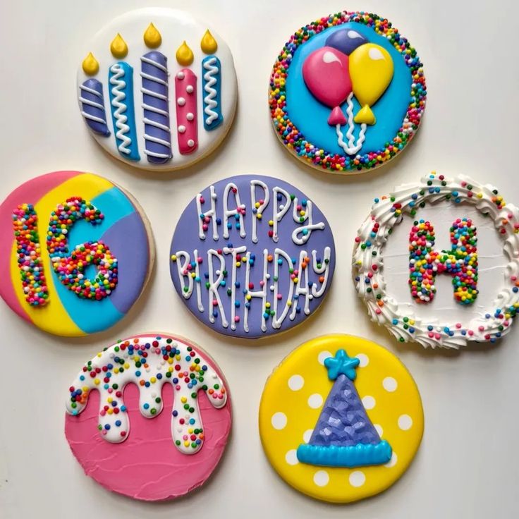 Vibrantly Themed Colorful Cookies: Perfect for Celebratory Birthdays