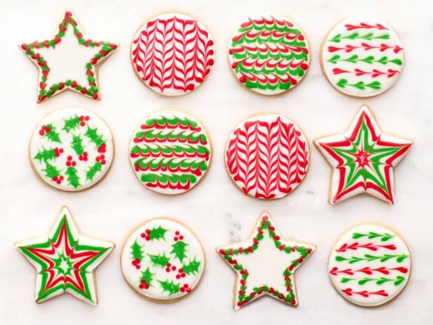 Cheerful Festive Cookie Designs in Red and Green with Holiday Motifs