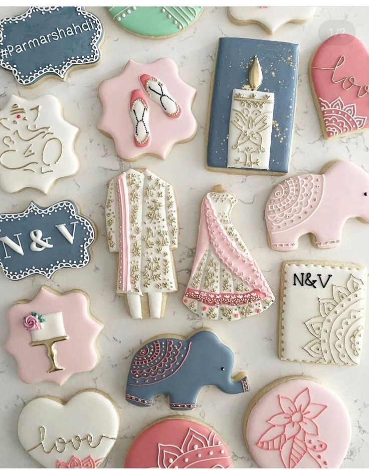 Intricately Designed Decorative Cookies for Special Occasions with Traditional and Whimsical Motifs.