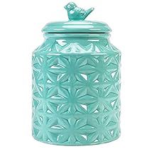 Vibrant Turquoise Textured Ceramic Storage Jar for Stylish Organization.