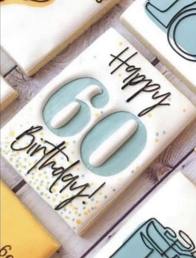 Festive 60th Birthday Celebration Design in Light Blue and White.