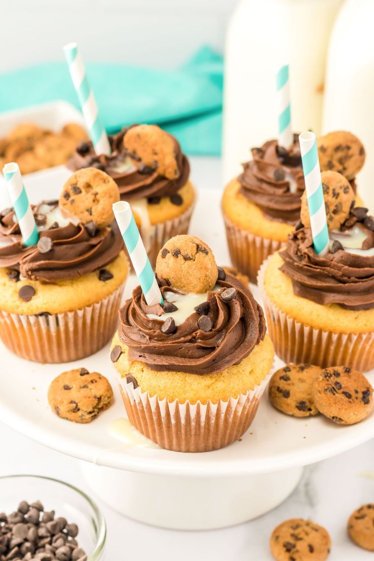 Whimsical Chocolate Frosted Cupcakes: A Delightful Dessert Display.