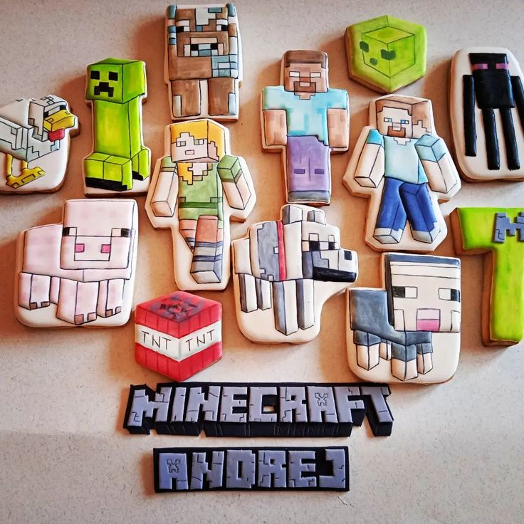 Minecraft-Inspired Colorful Pixelated Cookie Designs for Fans.