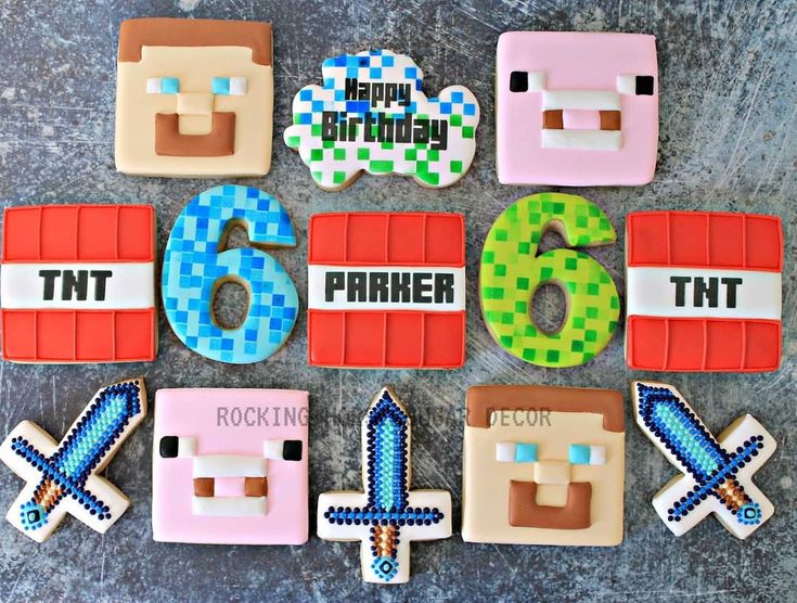 Playful Video Game-Inspired Colorful Cookies for Festive Celebrations.