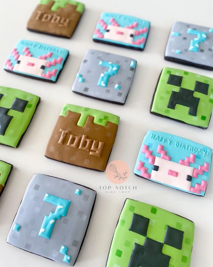 Playful Pixel Art Cookies: Vibrant Treats for Birthdays