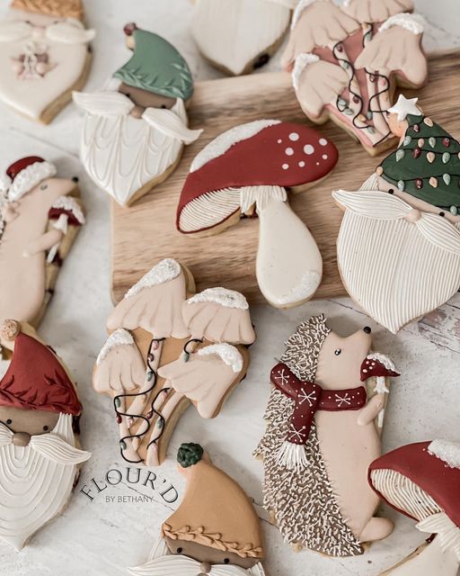 Charming Holiday Cookie Designs with Woodland Creatures and Festive Elements.