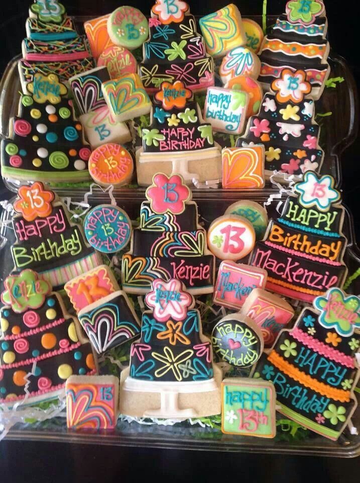 Vibrant Birthday-Themed Cookie Designs: Festive and Playful Treats.