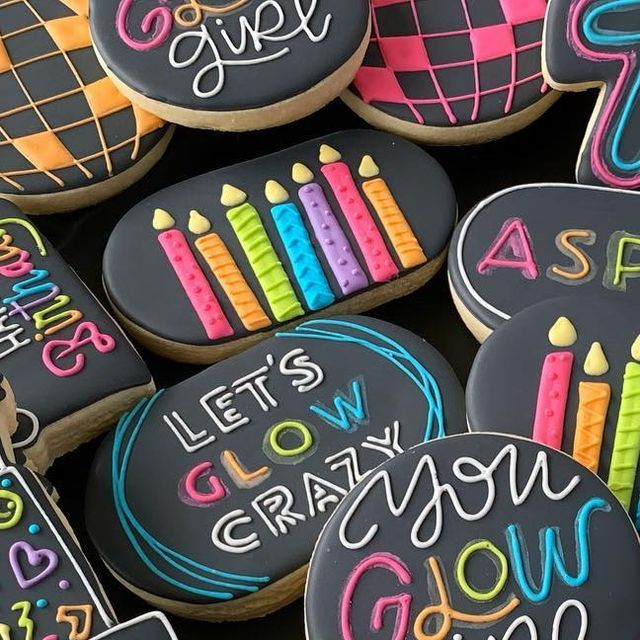 Vibrant Neon-Iced Cookies: Festive Treats with Artistic Flair for Modern Celebrations