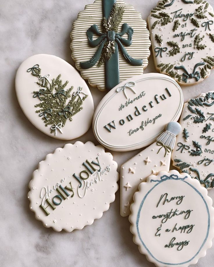 Festive Elegant Cookies with Intricate Designs and Charming Presentations.