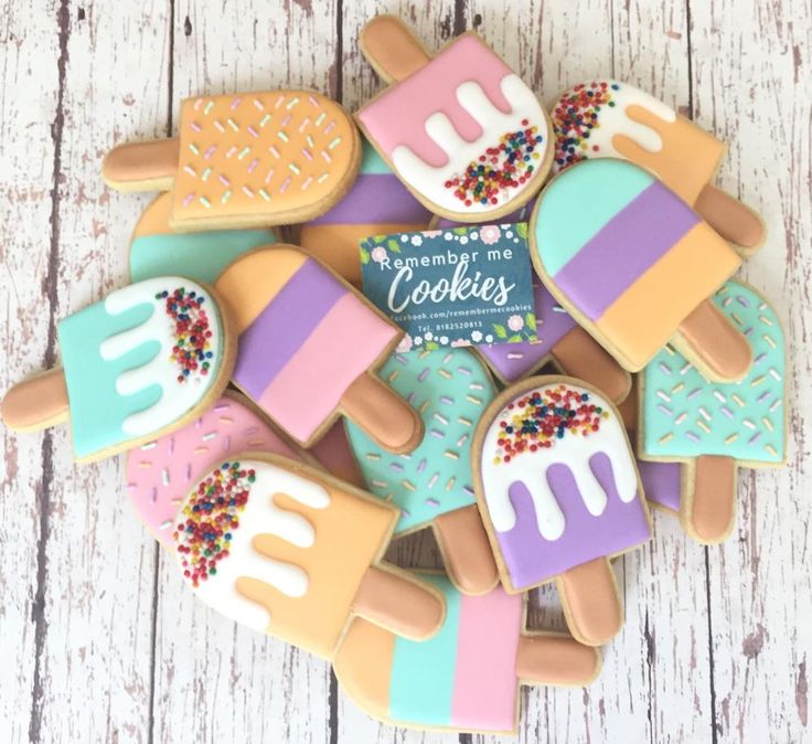 Playful Pastel Popsicle-Inspired Cookie Designs for Cheerful Nail Art Aesthetics.