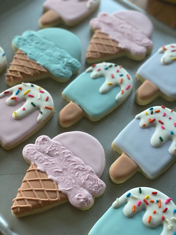 Playful Pastel Iced Cookies with Unique Designs