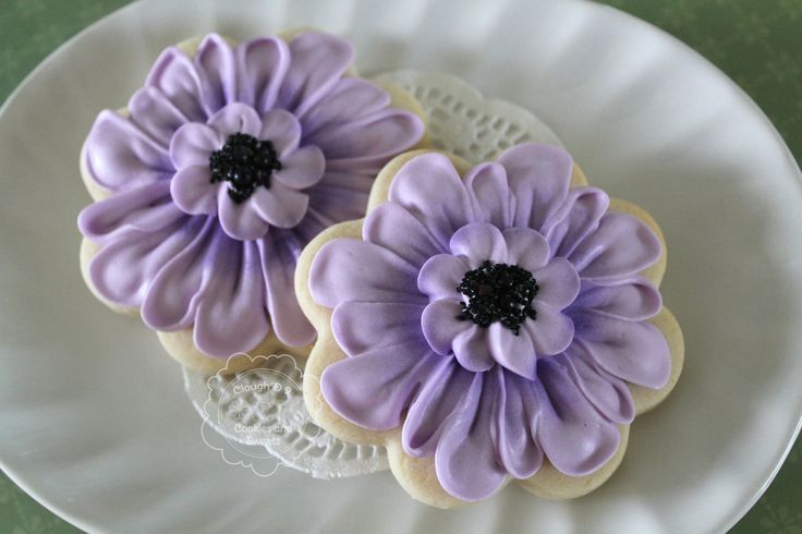 Purple Flower Cookies Decorated