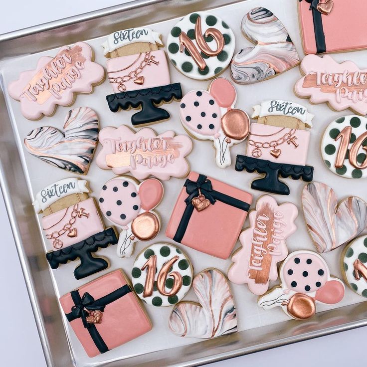 Aesthetic Decorative Cookies for a Festive Sweet Sixteen Celebration