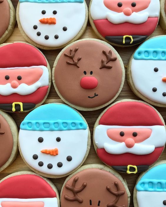 Whimsical Festive Cookies Celebrating Holiday Cheer with Classic Designs.