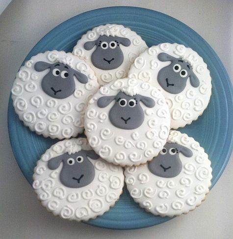 Delightful Sheep-Inspired Cookies Artfully Displayed on a Blue Plate