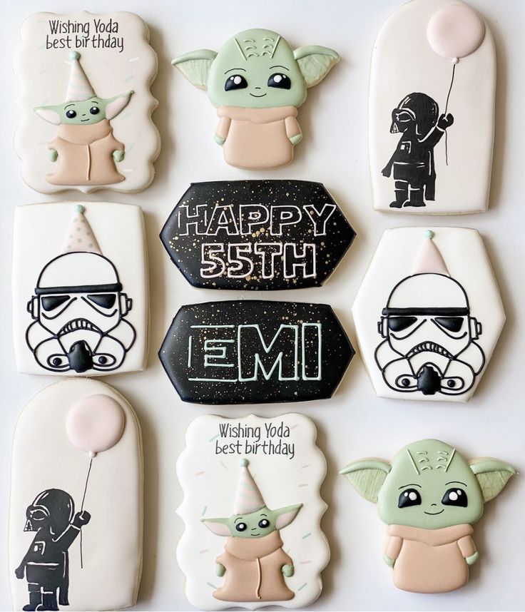 Adorable Character-Themed Colorful Cookies for Celebrations.