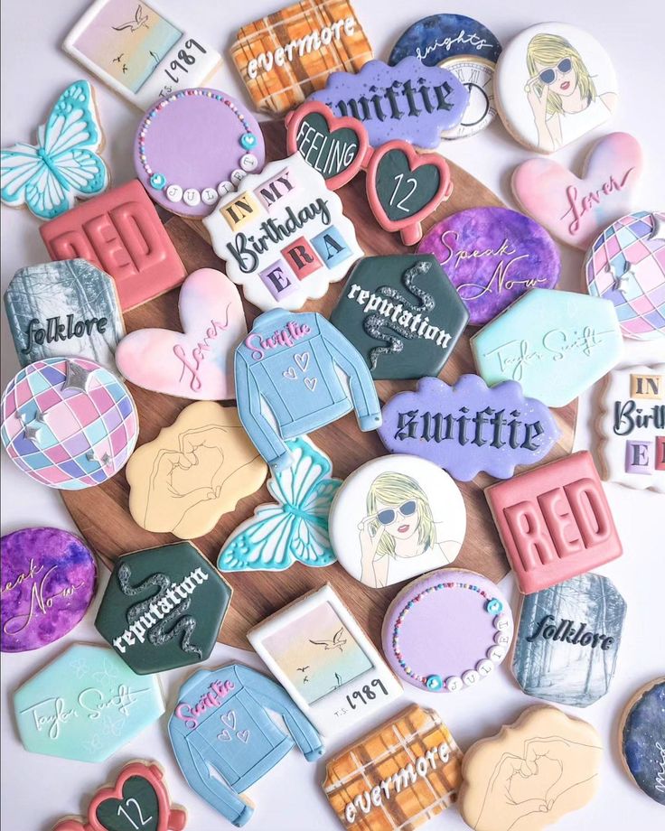 Whimsical Music Album-Inspired Colorful Cookie Designs for Celebrations.