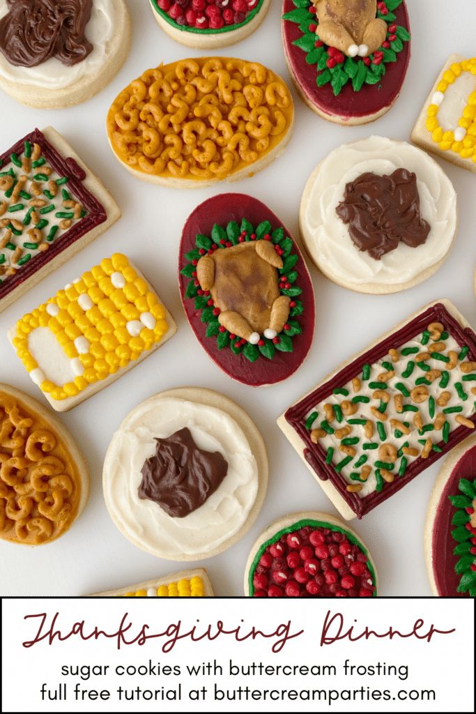 Festive Thanksgiving-Themed Sugar Cookies with Intricate Icing Designs.