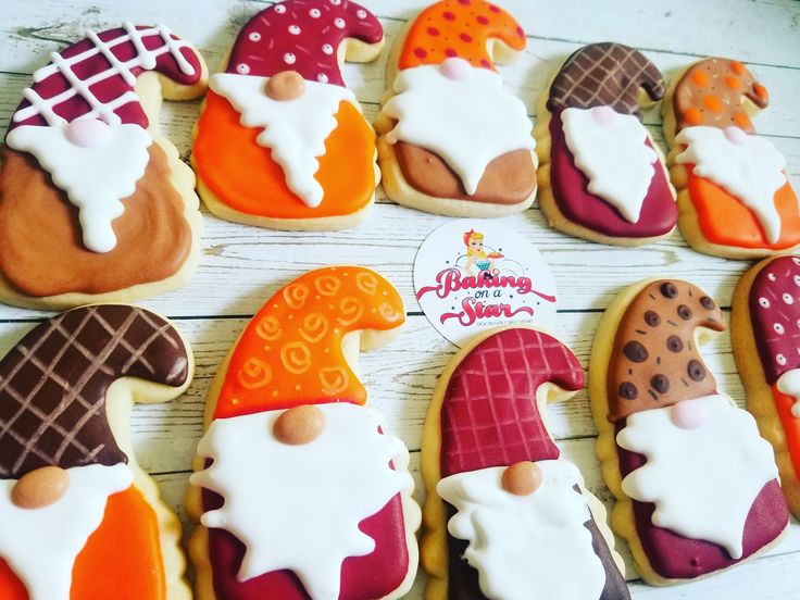 Whimsical Gnome-Inspired Decorative Cookies in Cheerful Colors for Festive Celebrations