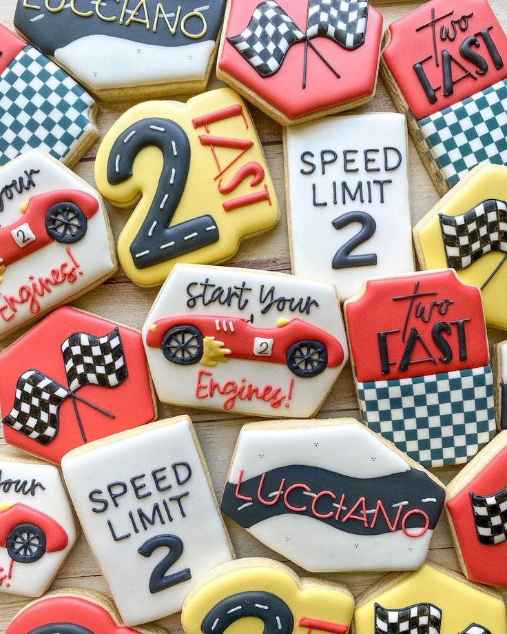 Vibrant Racing-Themed Cookies Perfect for Celebrations.