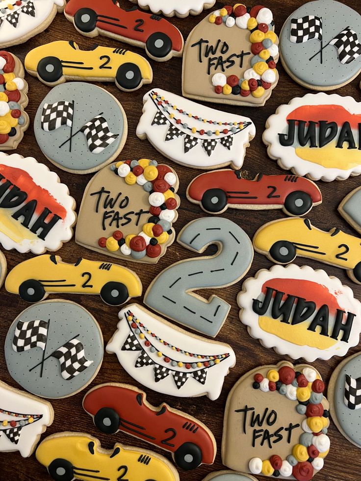 Playful Racing-Themed Cookies Create a Festive Atmosphere.